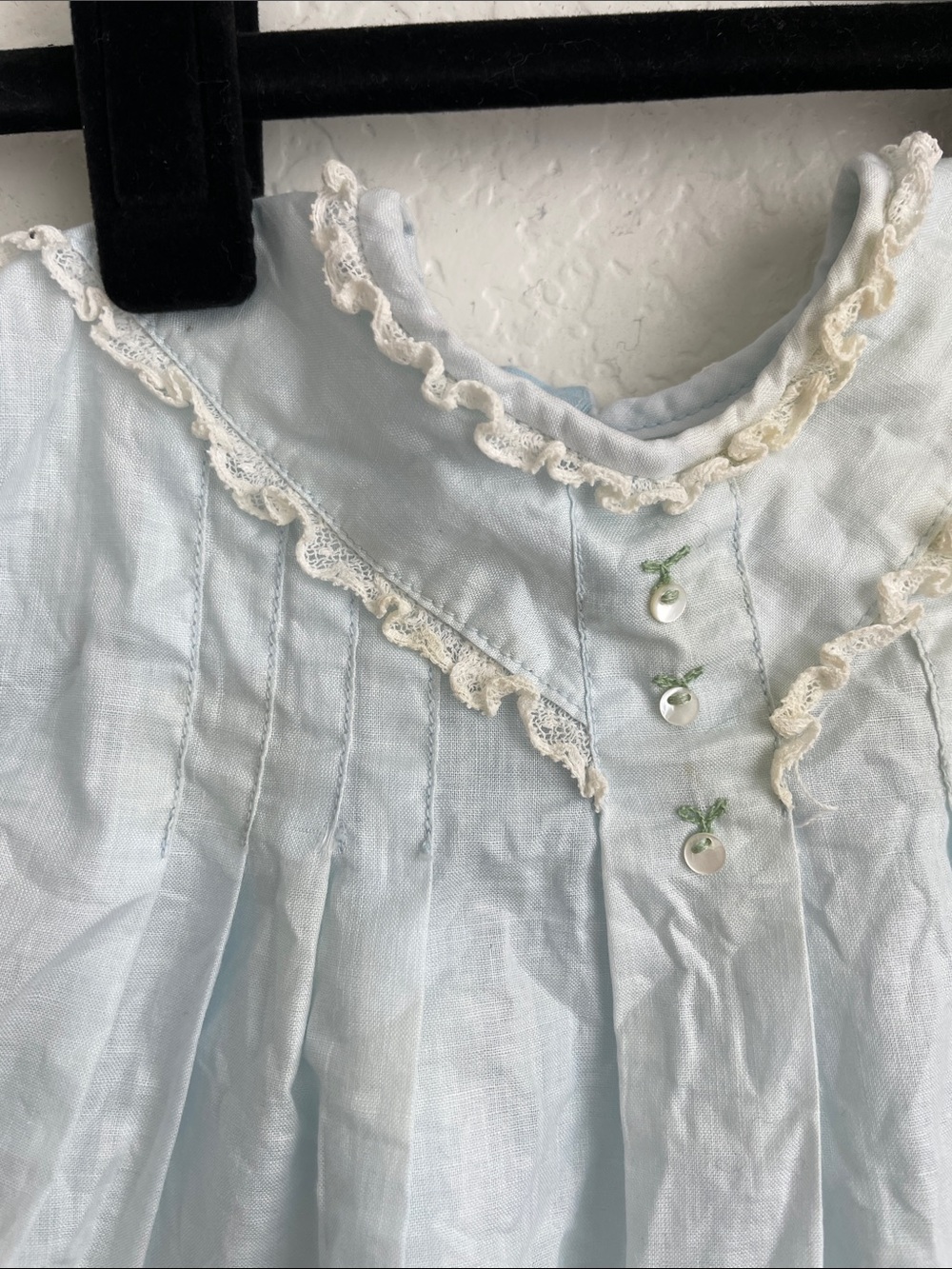 Vintage NANETTE ORIGINALS Babe Frock Puff Sleeve, Light Blue w/Pintuck Front - Picture 7 of 14